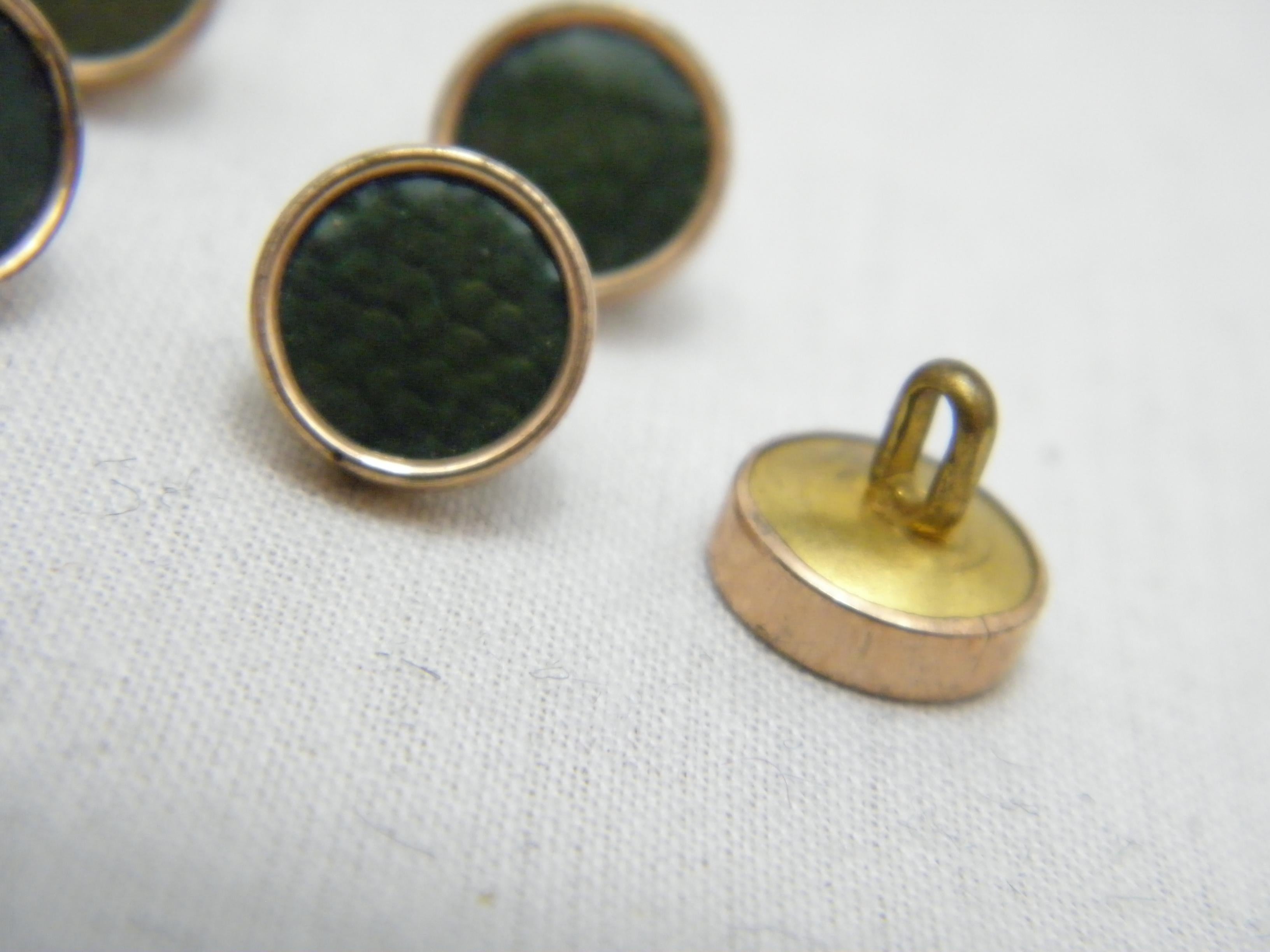 Women's or Men's Bargain Antique 15ct Rose Gold Green Weave Shirt Studs Buttons c1880 625 Purity For Sale