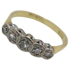 Bargain Antique 18ct Gold Platinum Diamond 5 Stone Eternity Ring Size N 1/2 7