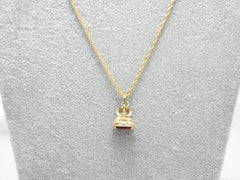 Bargain Antique 9ct Gold Heavy Carnelian Fob Pendant Necklace 20 Inch Rope Chain