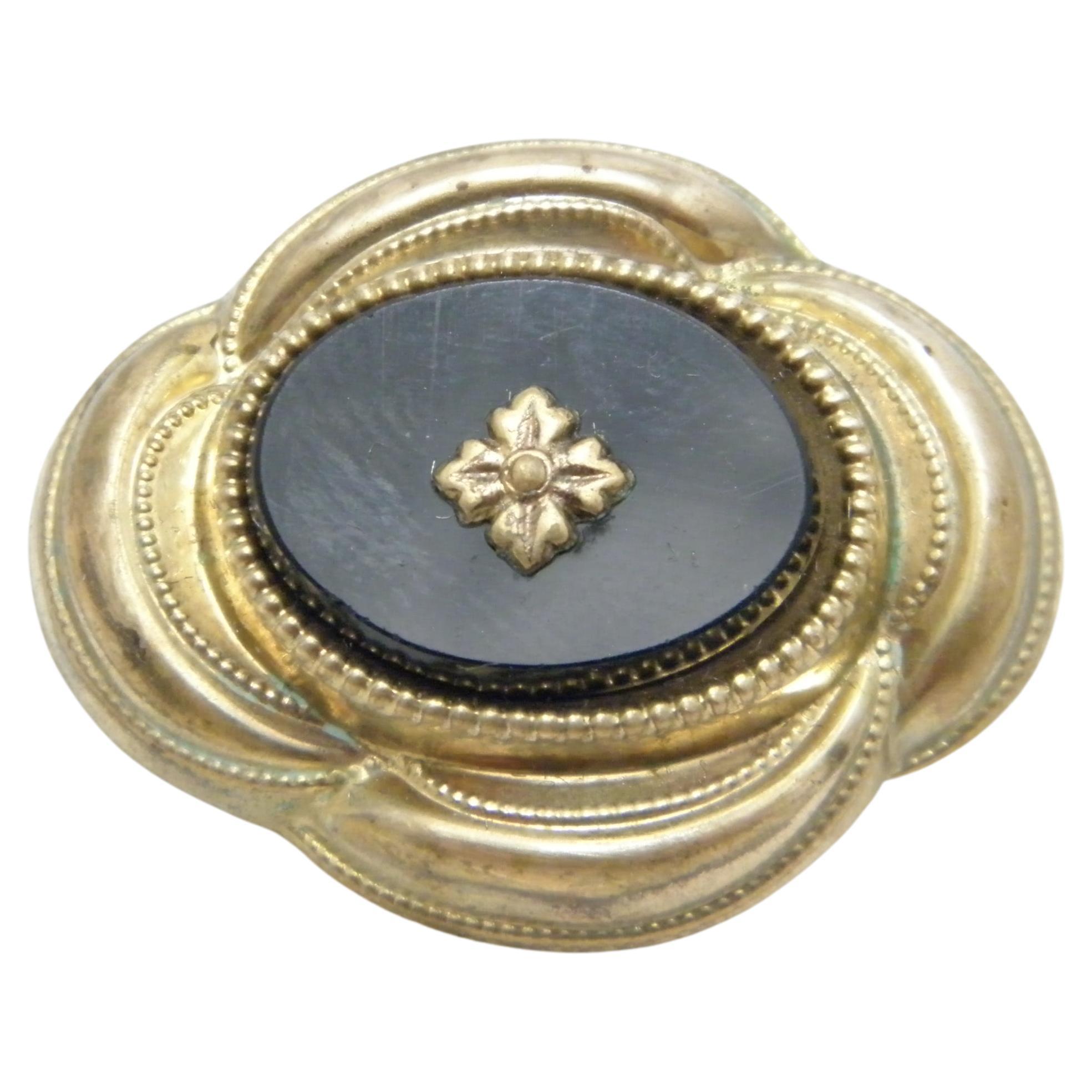 Bargain Antique 9ct Gold Onyx Mourning Brooch Pin c1880 375 Purity Victorian For Sale