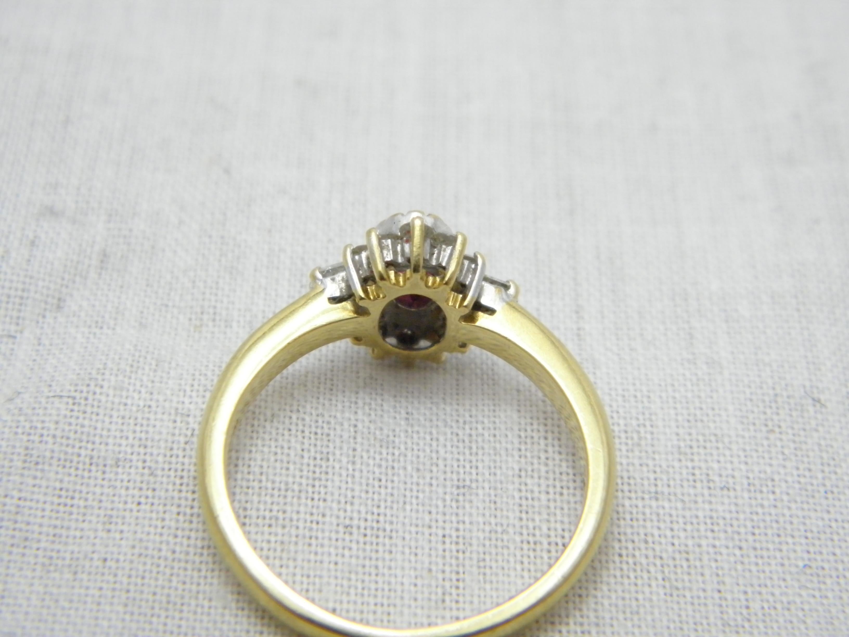 Women's or Men's Bargain Vintage 18ct Gold Ruby Diamond Heavy Cluster Engagement Ring For Sale