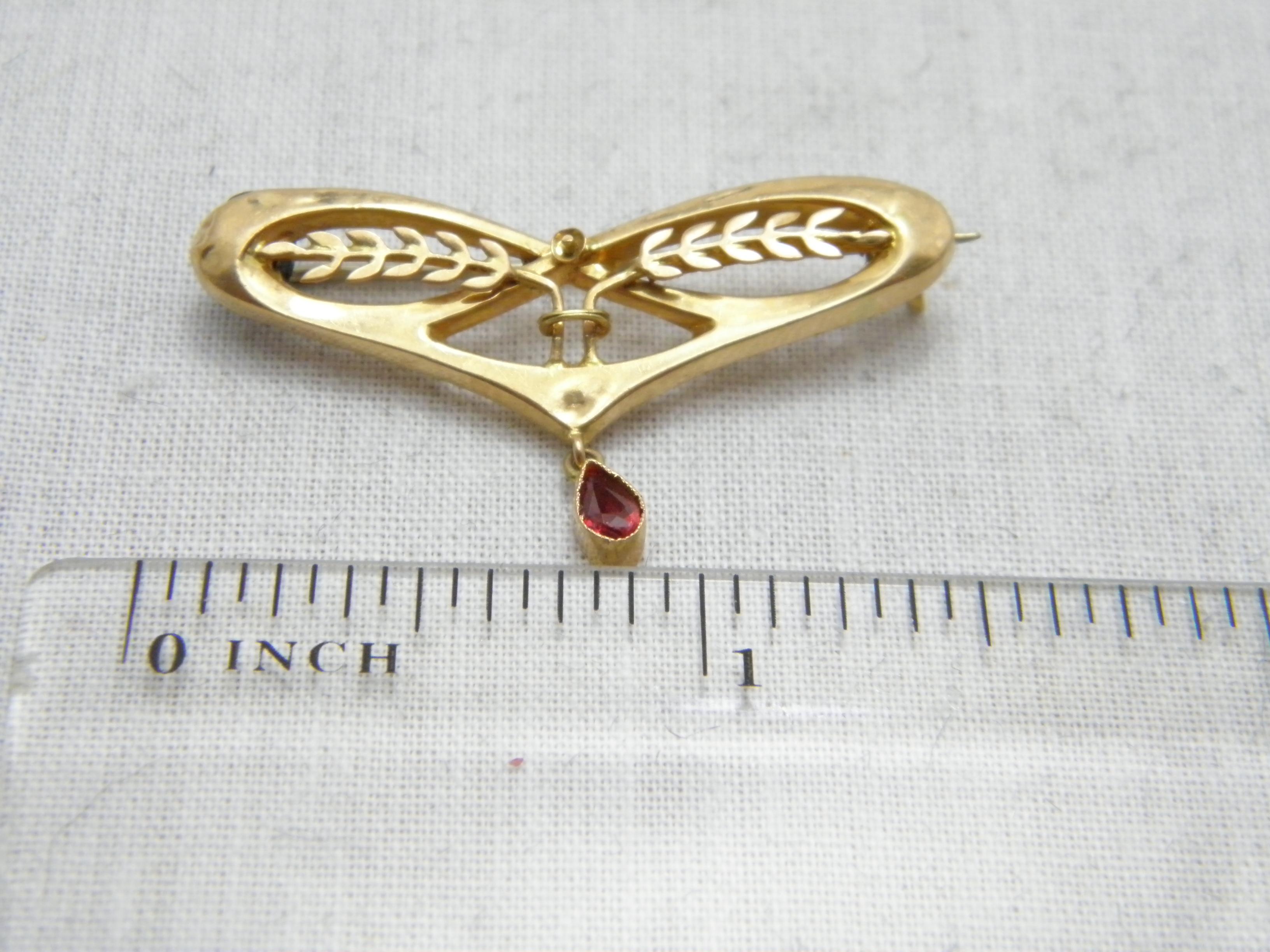 Bargain Vintage 18ct Gold Ruby Harvest Festival Brooch Pin c1950 750 Purity For Sale 4