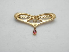 Bargain Vintage 18ct Gold Ruby Harvest Festival Brooch Pin c1950 750 Purity