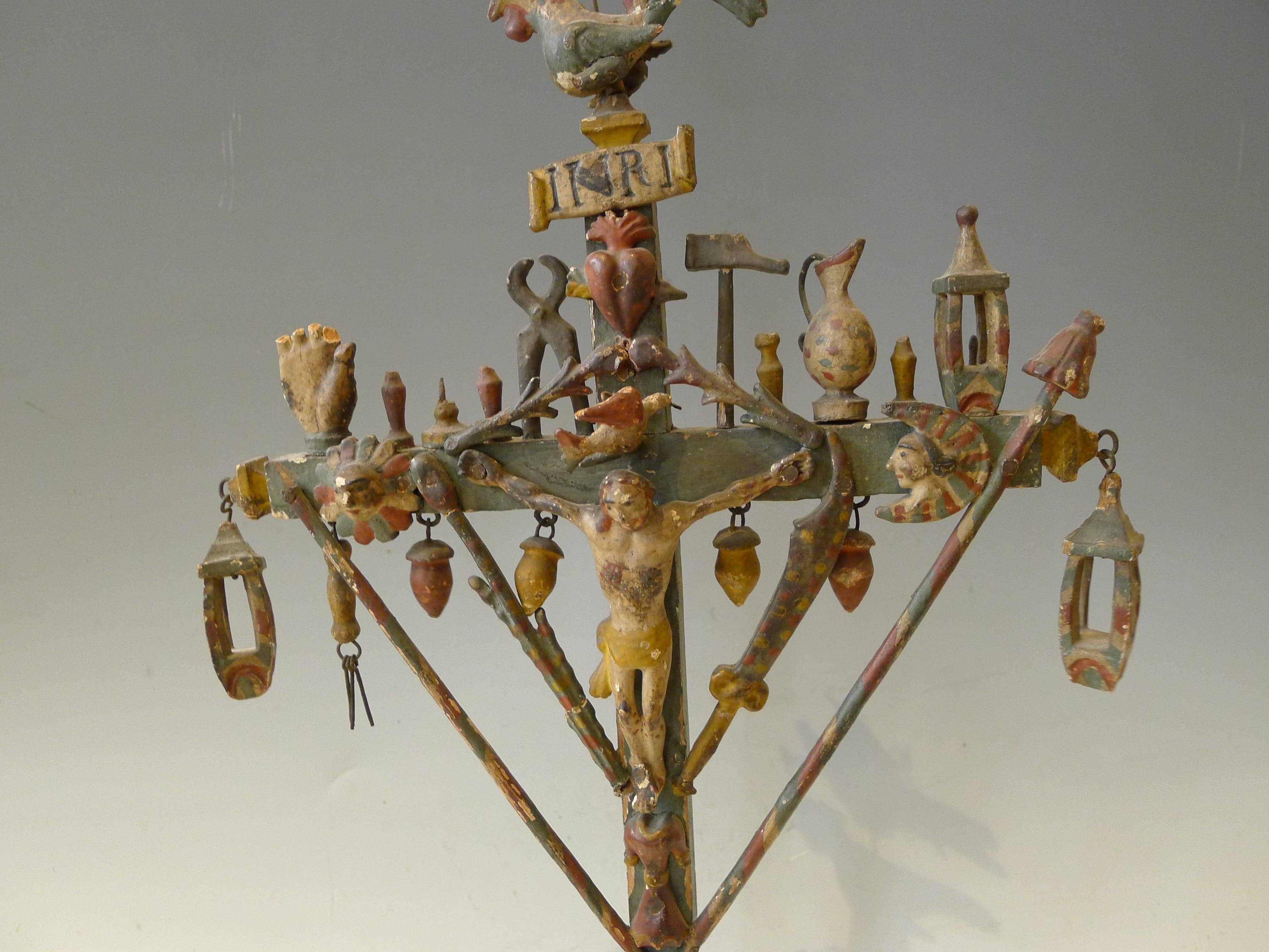 Folk Art Bargeman's Cross to the Angel Musician, circa 1830 For Sale