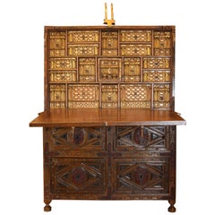 “Bargueño” Desk on a “Taquillón” Base, “Salamanca” Type, Spain, 17th Century