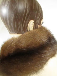 BARGUZIN SABLE Fur Scarf Boa Shawl Collar Wrap Brown 37" long Vintage
