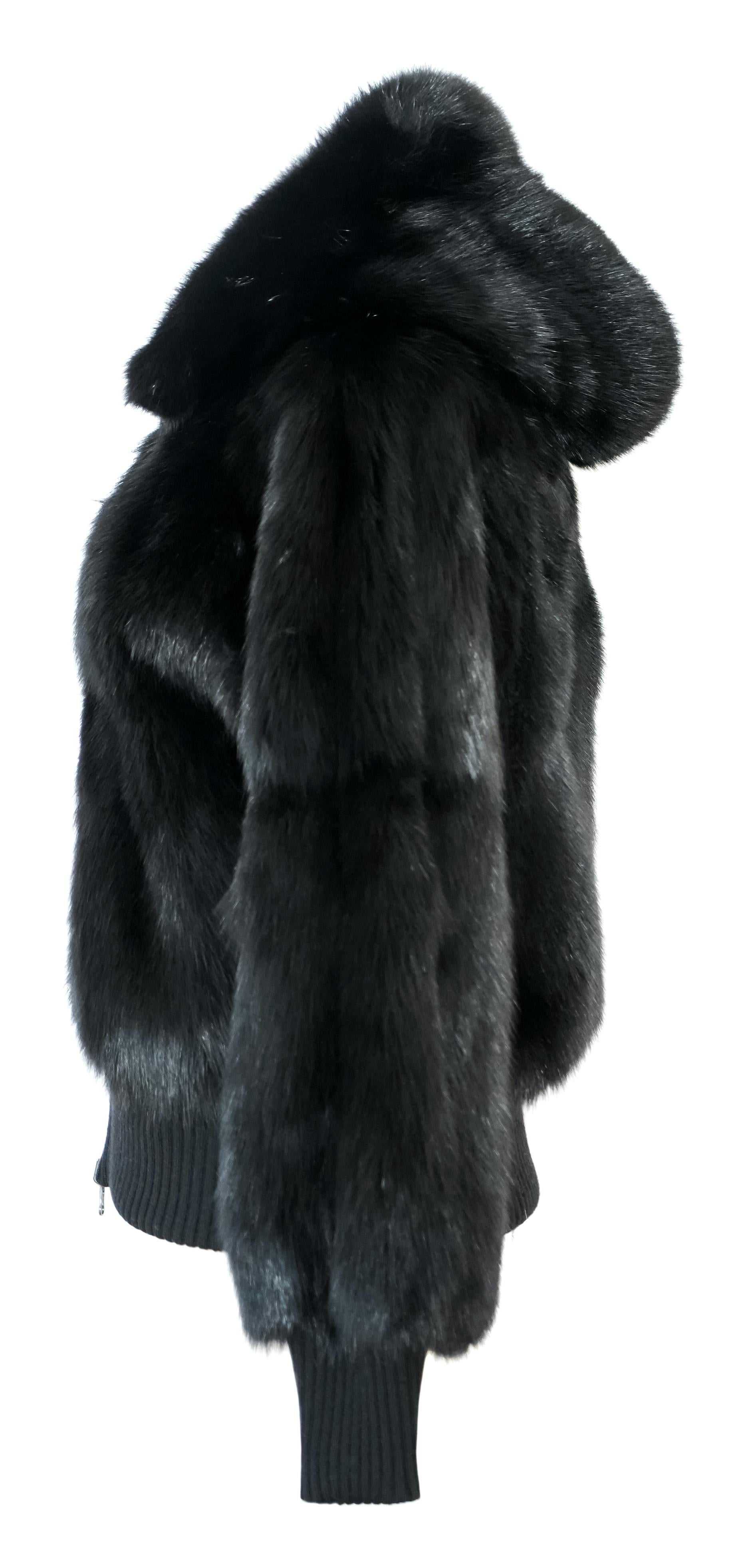 Barguzin sable jacket with stand-up collar. 100% silk lining. Fur origin - Russia. Color - black.