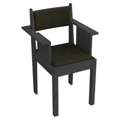 Barh Armchair in Black Stained Ashwood with Bronze Details & Leather Upholstery