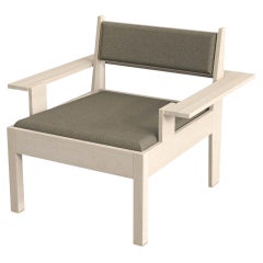 Barh Lounge Chair aus natürlichem Eschenholz mit Messingdetails und brauner Polsterung