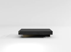 Barh Wave Contemporary Coffee Table in Black Stained Ash Wood and Bronze