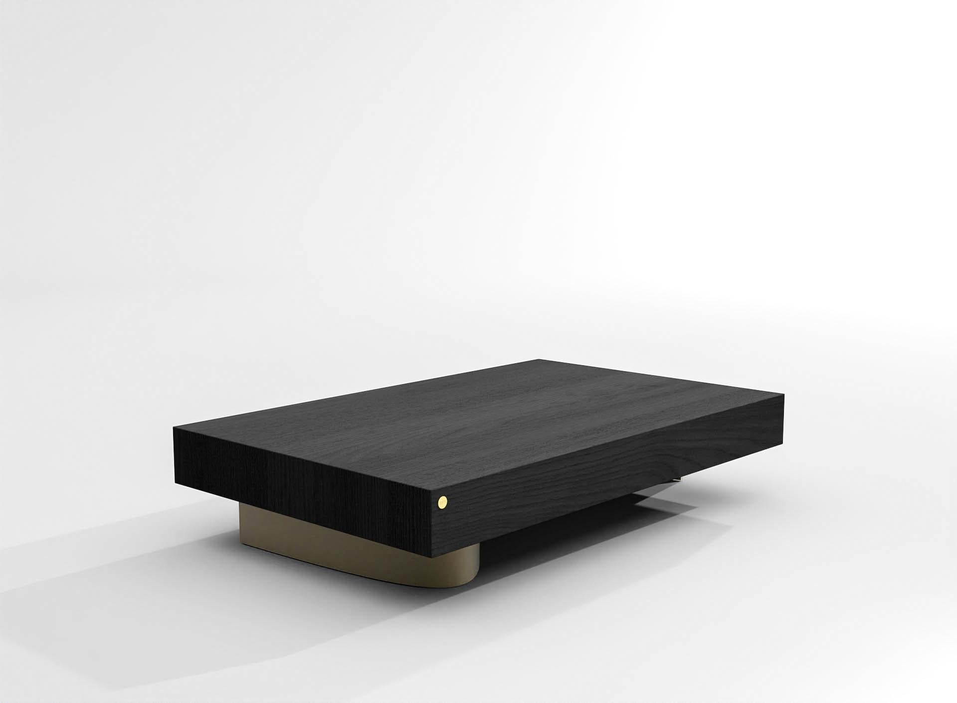 Other Barh Wave Contemporary Coffee Table in Black Stained Ash Wood and Bronze For Sale