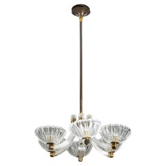 Barovier 
Toso, Lampada a sospensione a sei braccia, anni 
50