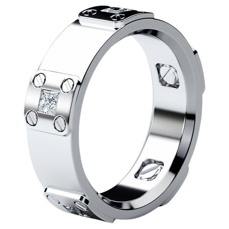 BARITE 14k White Gold Ring with 0.60ct Diamonds For Sale