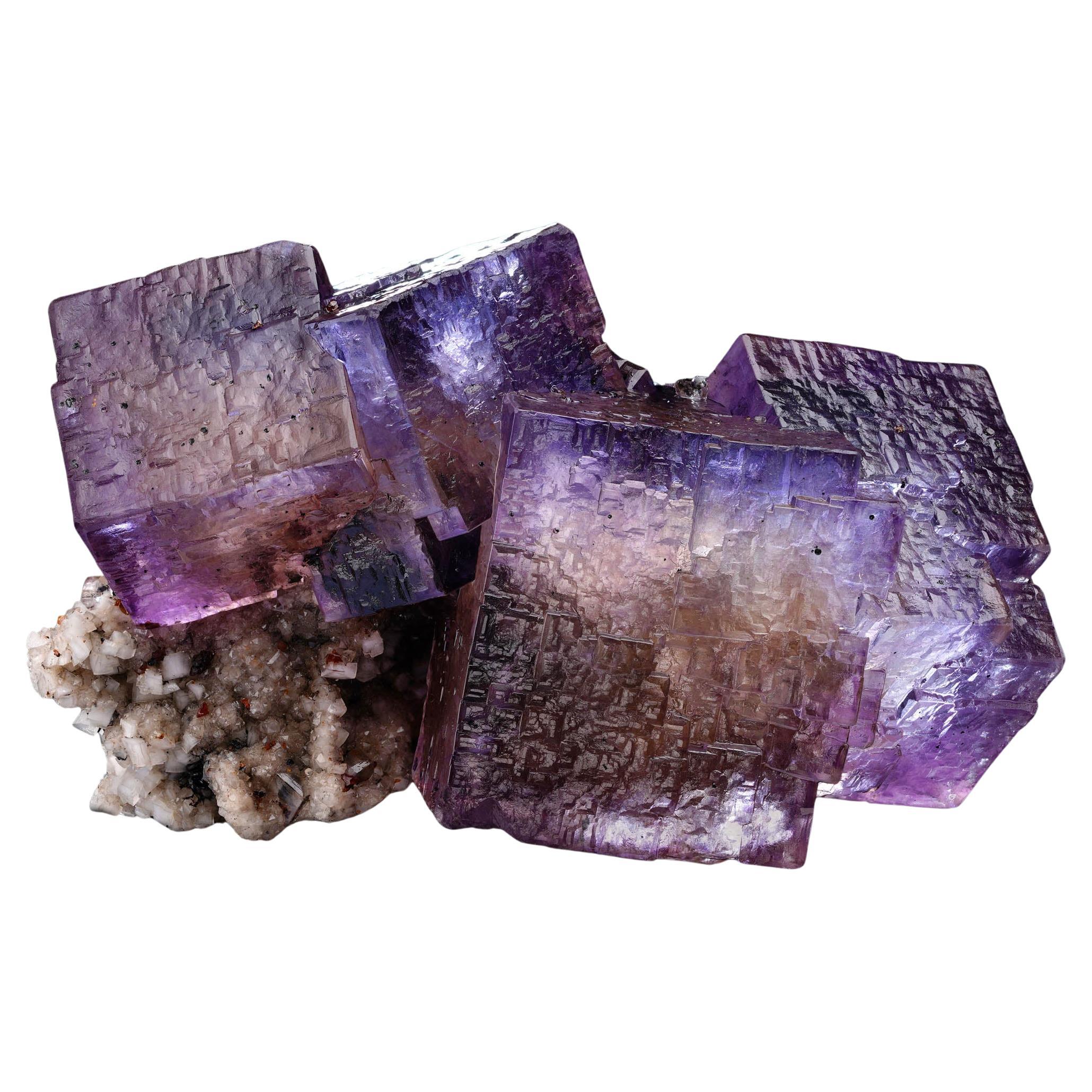 Specimen minerale di barite su fluorite