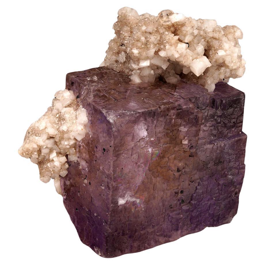 Barite on Purple Fluorite From Elmwood, Tennessee