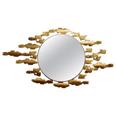 Large mirror , hand crafted, molded  and cast in bronze and patinated