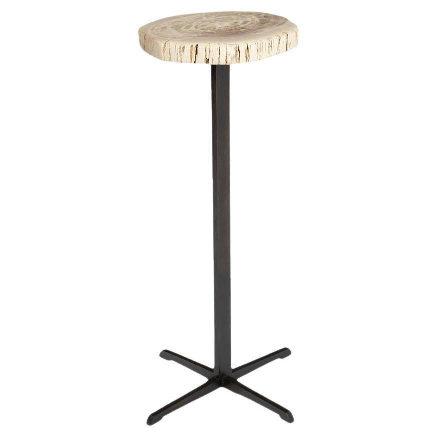 Bark Edge Petrified Wood Drinks Table For Sale