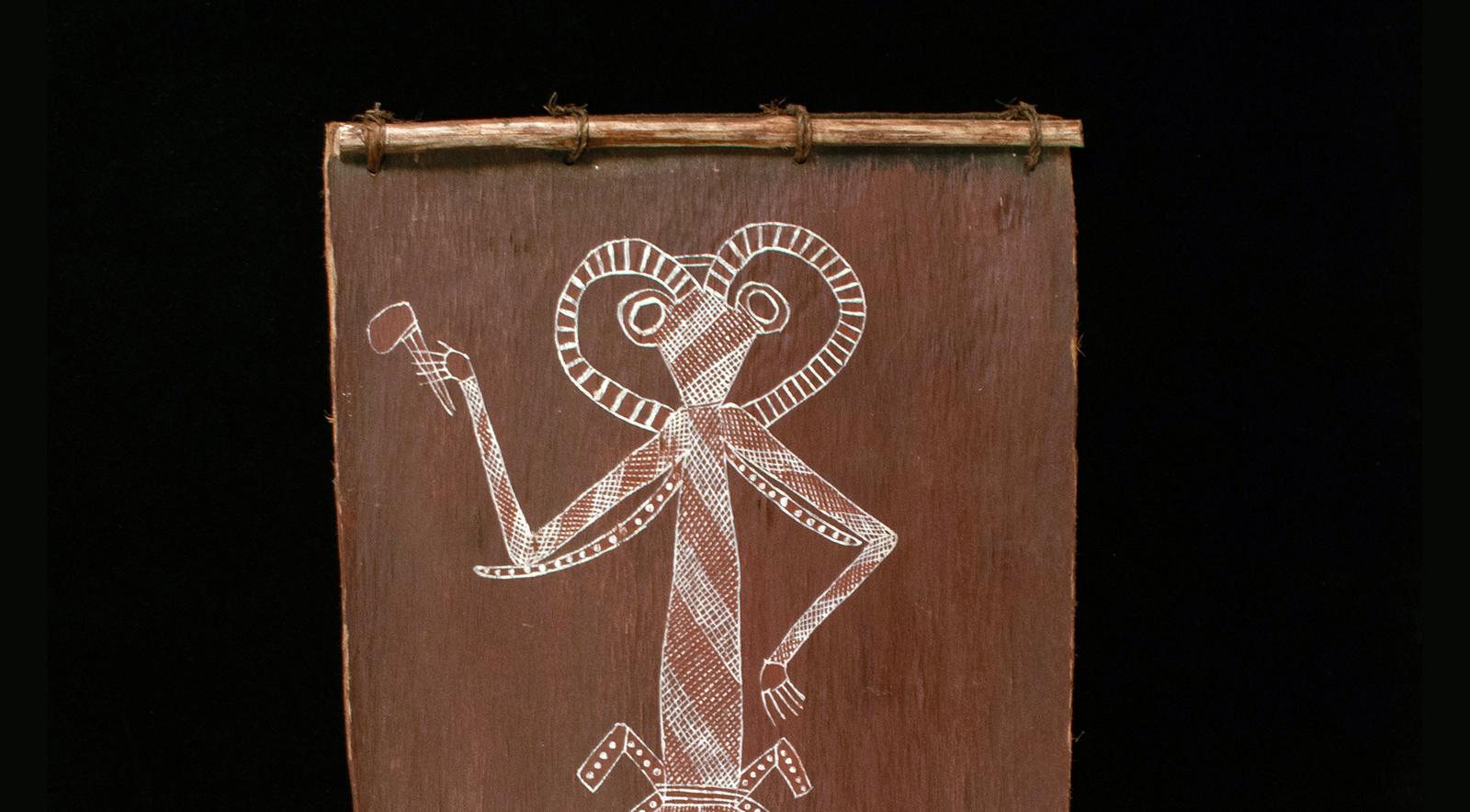 Australiano Pittura su corteccia di Namarrkon, Territorio del Nord, Australia in vendita
