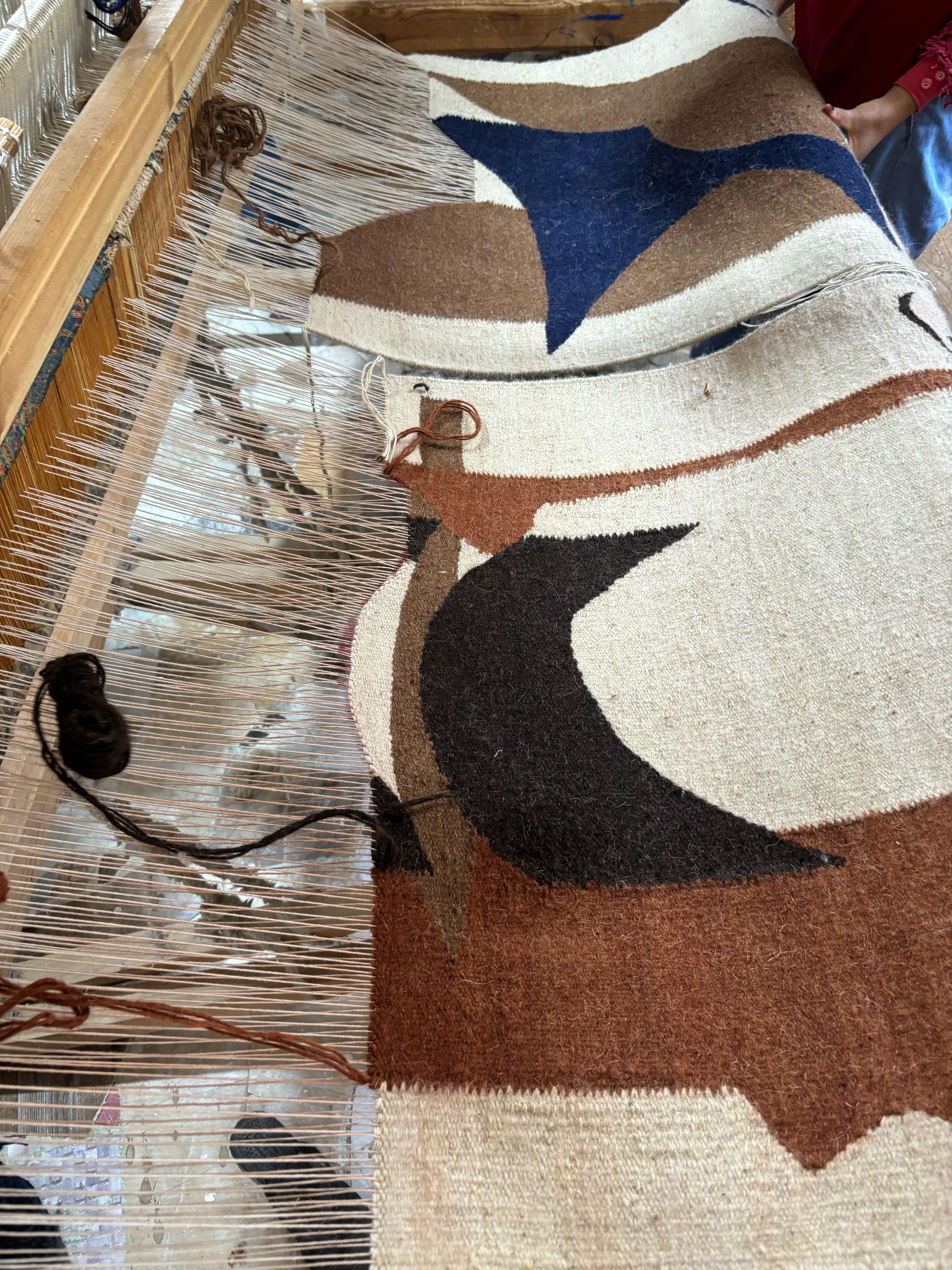 Organic Modern Bark wool flatweave handmade wool wall-hanging For Sale