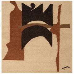 Bark wool flatweave handmade wool wall-hanging