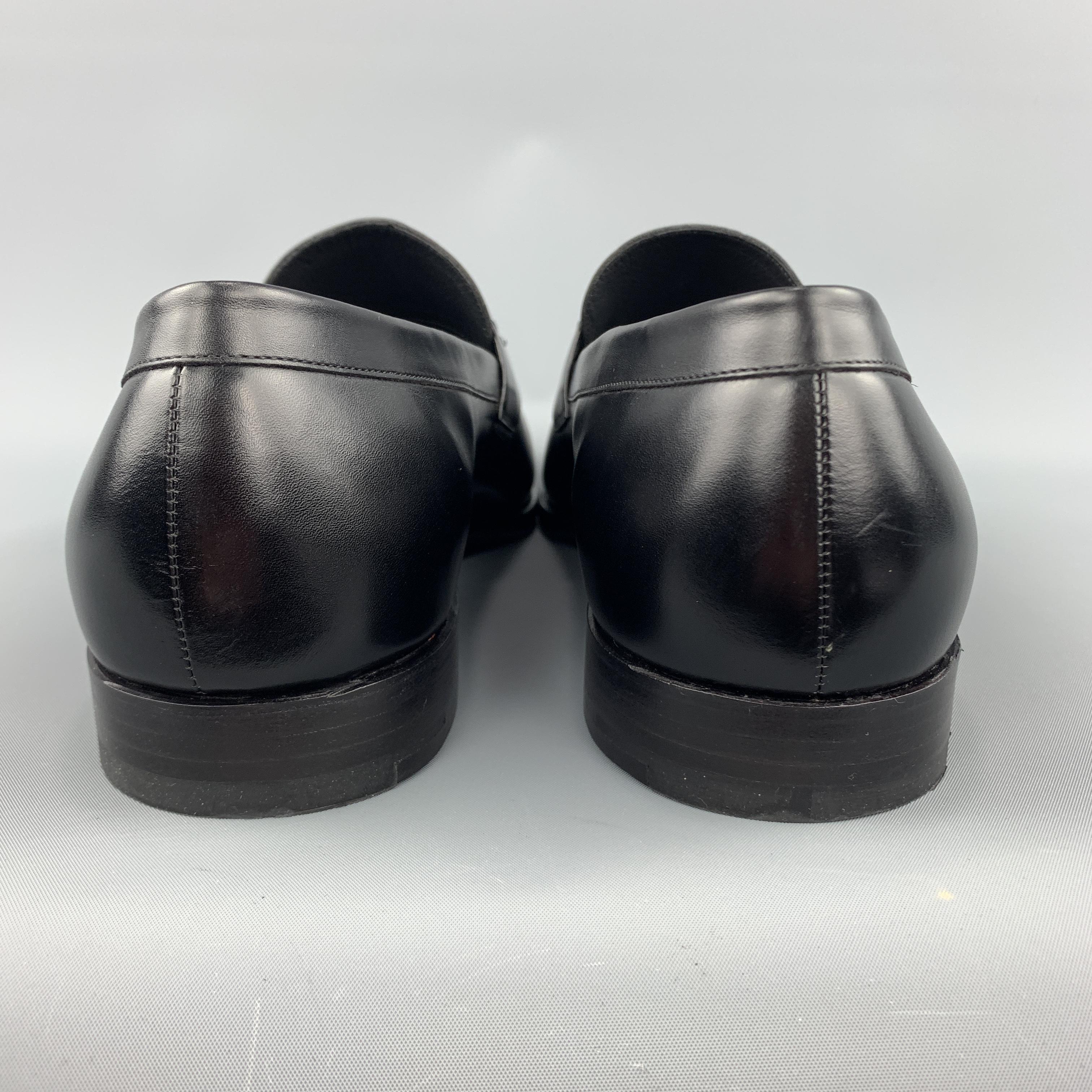 BARKER BLACK Size 12.5 Black Leather Cross Bones Slip On WOLFE Loafers 1