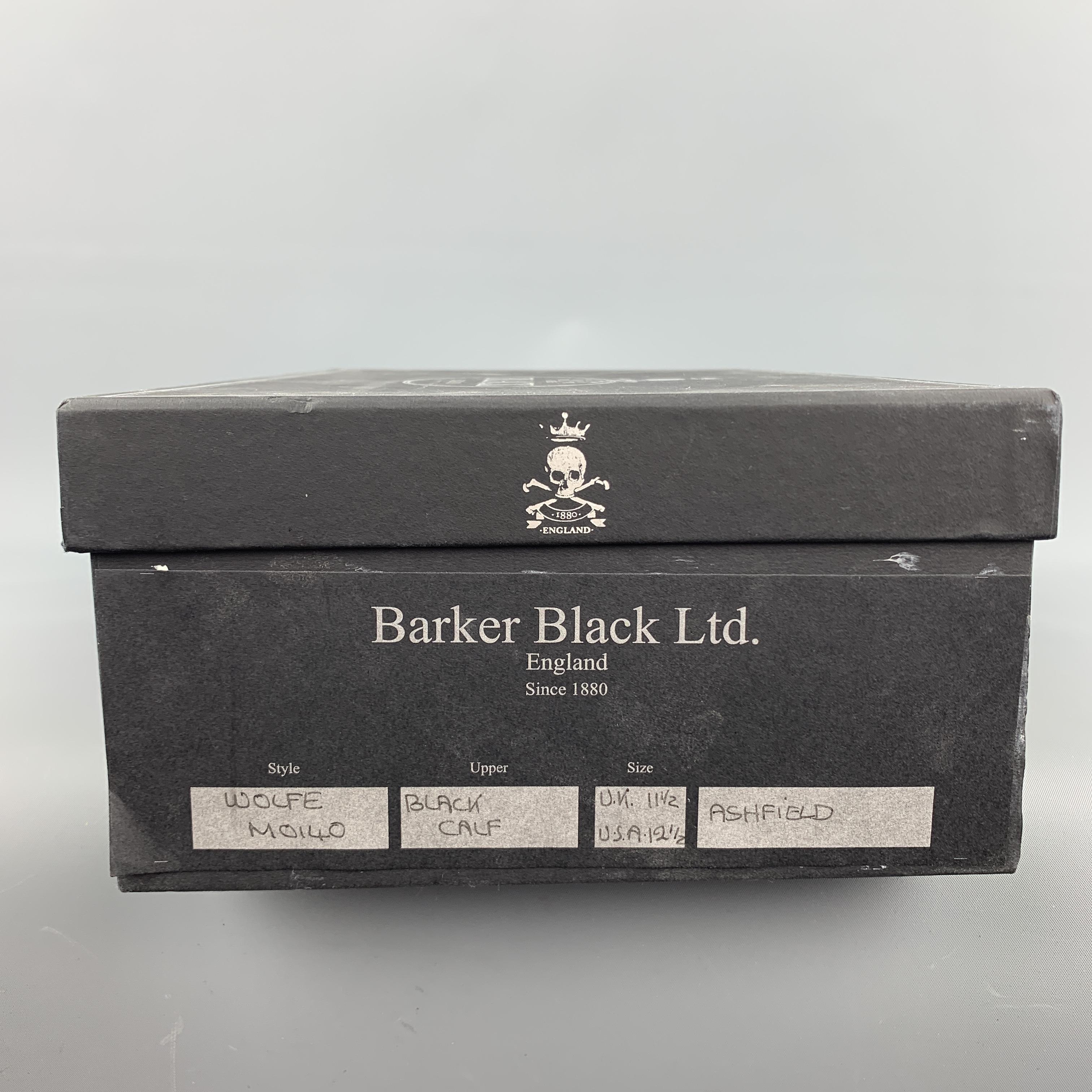 BARKER BLACK Size 12.5 Black Leather Cross Bones Slip On WOLFE Loafers 4