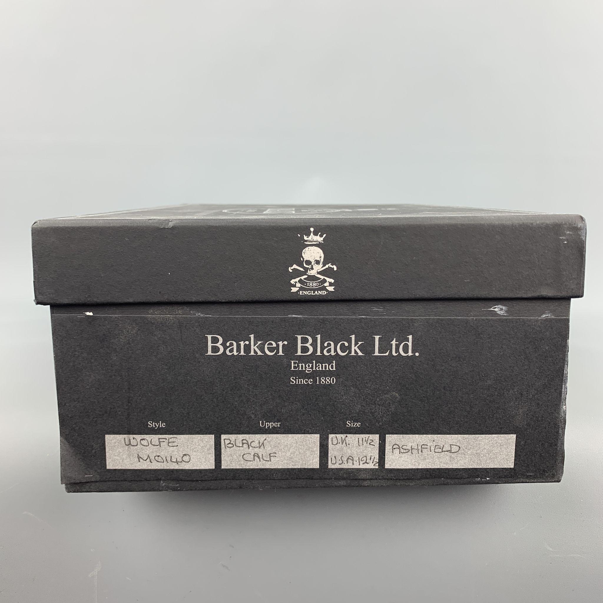 BARKER BLACK Size 12.5 Black Leather Cross Bones Slip On WOLFE Loafers 1
