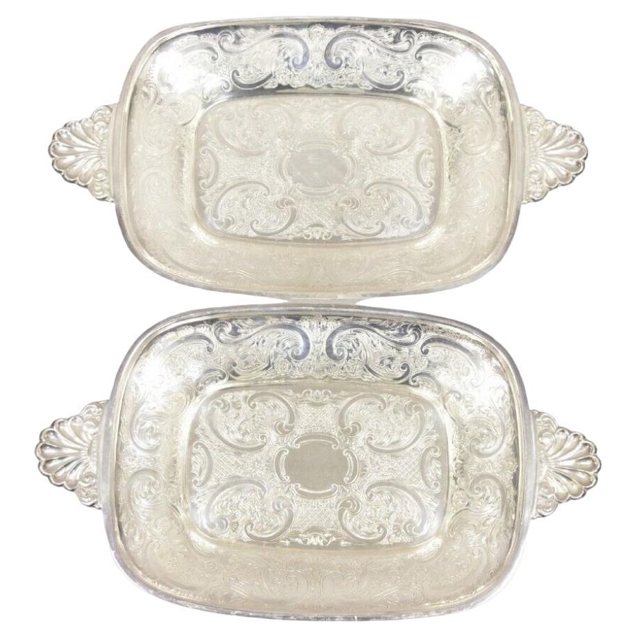 Barker Ellis England EPCA Silver Plated Shell Handle Etched Candy Dish - a Pair For Sale