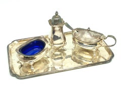 Barker Ellis Silver Plated Condiment Set Vintage, England, 1920s
