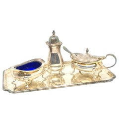 Barker Ellis Silver Plated Condiment Set Vintage, England, 1920s