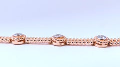 Barley Rope Twist Natural Round Diamonds Link Bracelet 14kt Gold 12636