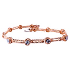 Barley Rope Twist Natural Round Diamonds Link Bracelet 14kt Gold 12636