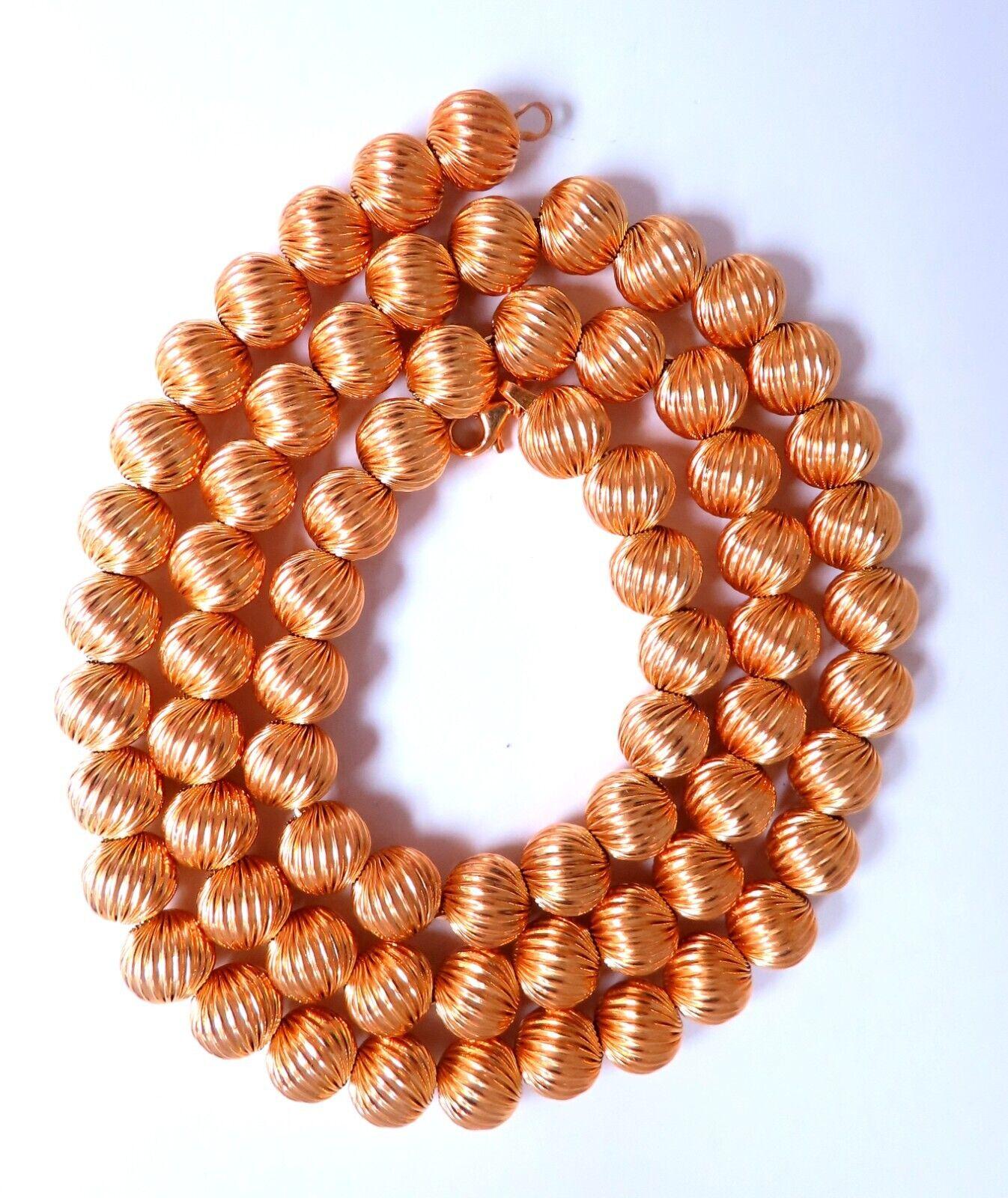 Rollende Ringe Gliederhalskette 

 14kt Gelbgold

Gewicht: 52 Gramm

23 Zoll Länge.

8,75-9mm jede Perle