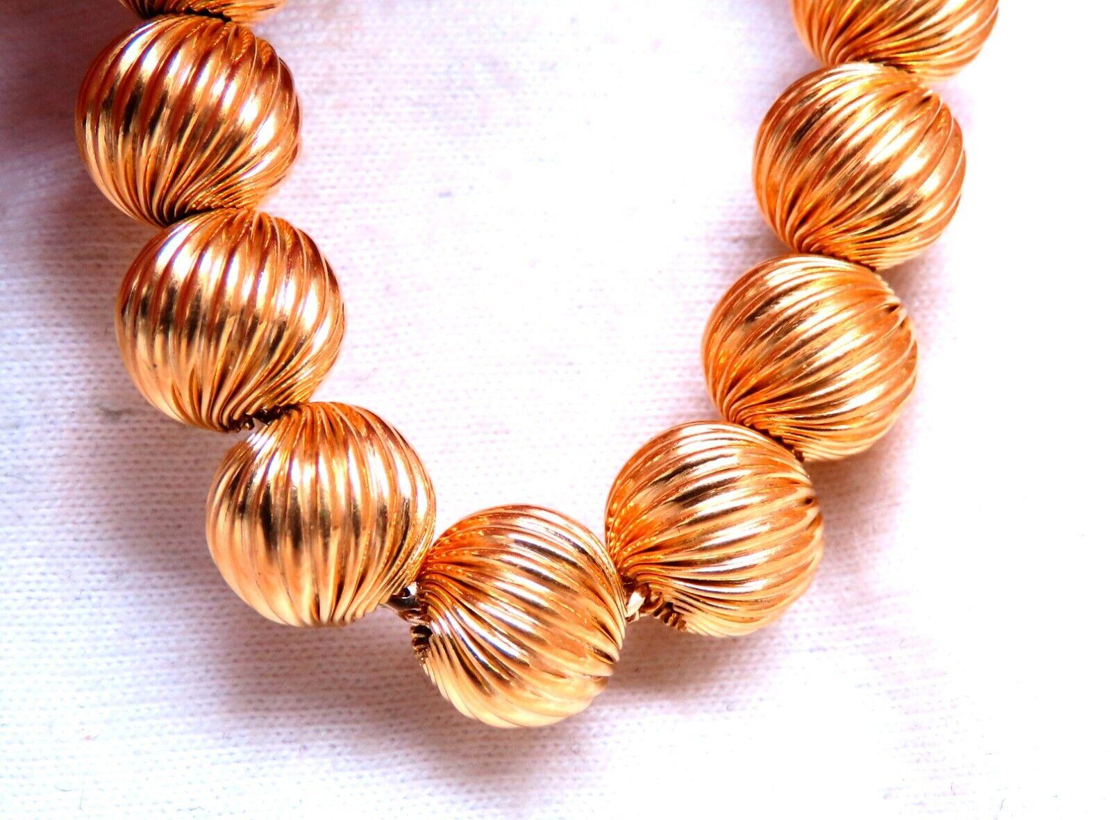 Barley Twist Beads Necklace 14 Karat 52 Grams In New Condition For Sale In New York, NY