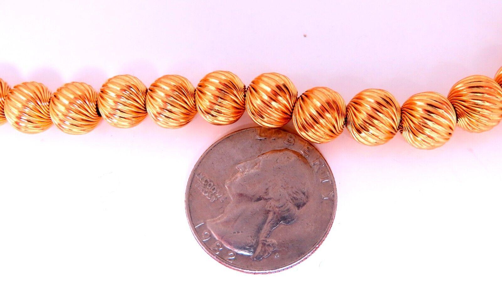 Women's or Men's Barley Twist Beads Necklace 14 Karat 52 Grams For Sale
