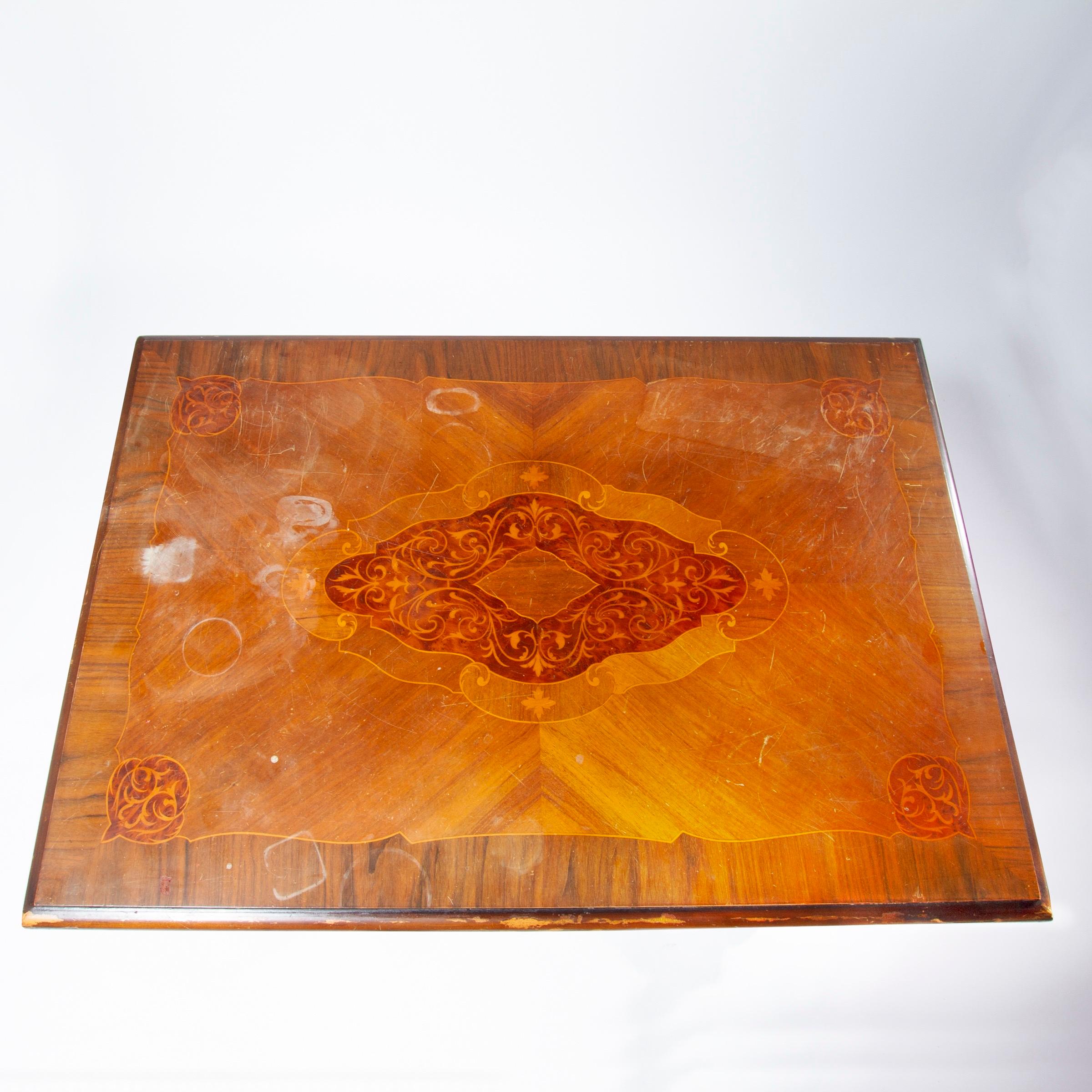 Barley Twist End or Side Table with Exquisite Inlay Marquetry Top and Drawer For Sale 5