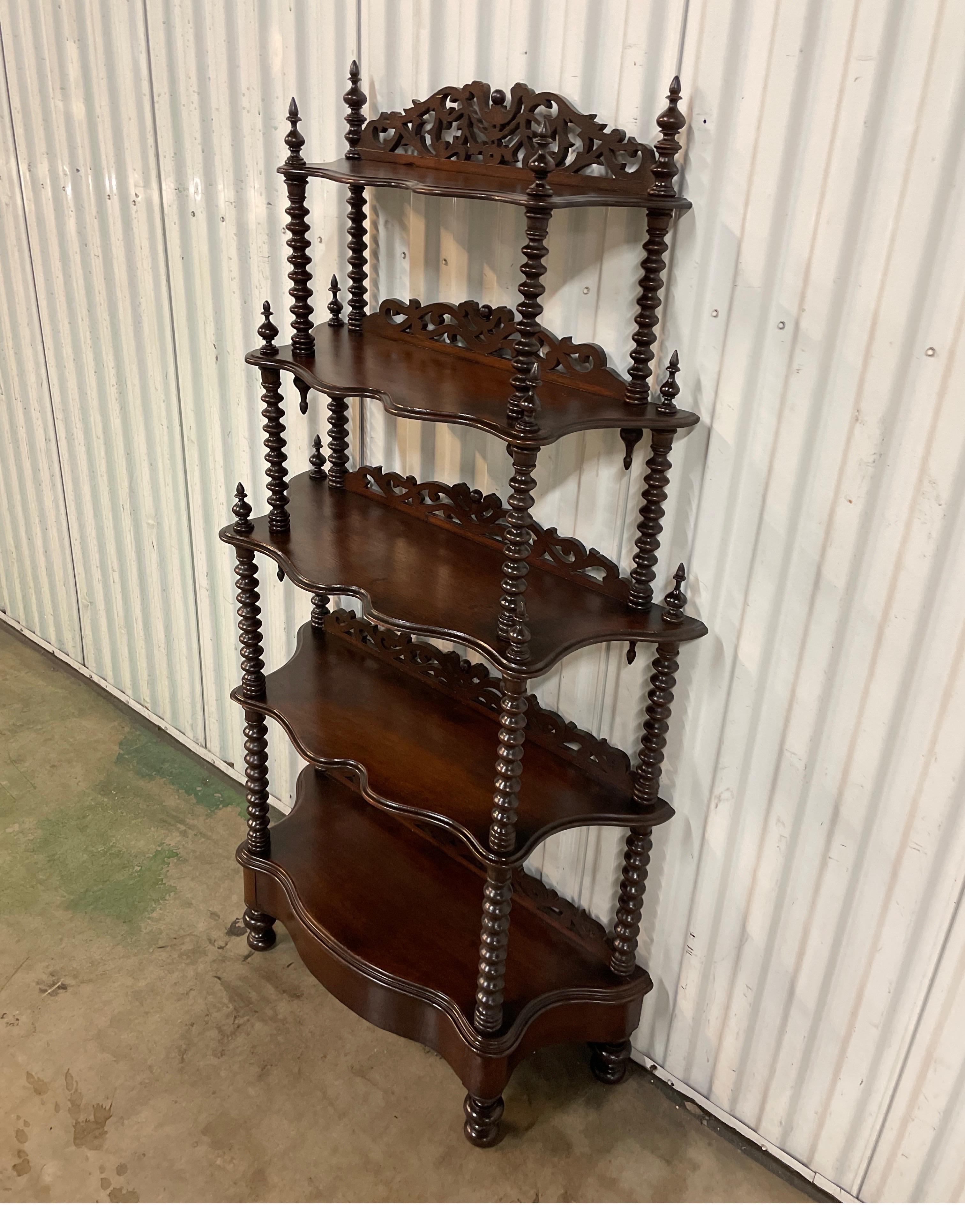 English Barley Twist Five Tier Graduated Etagere For Sale