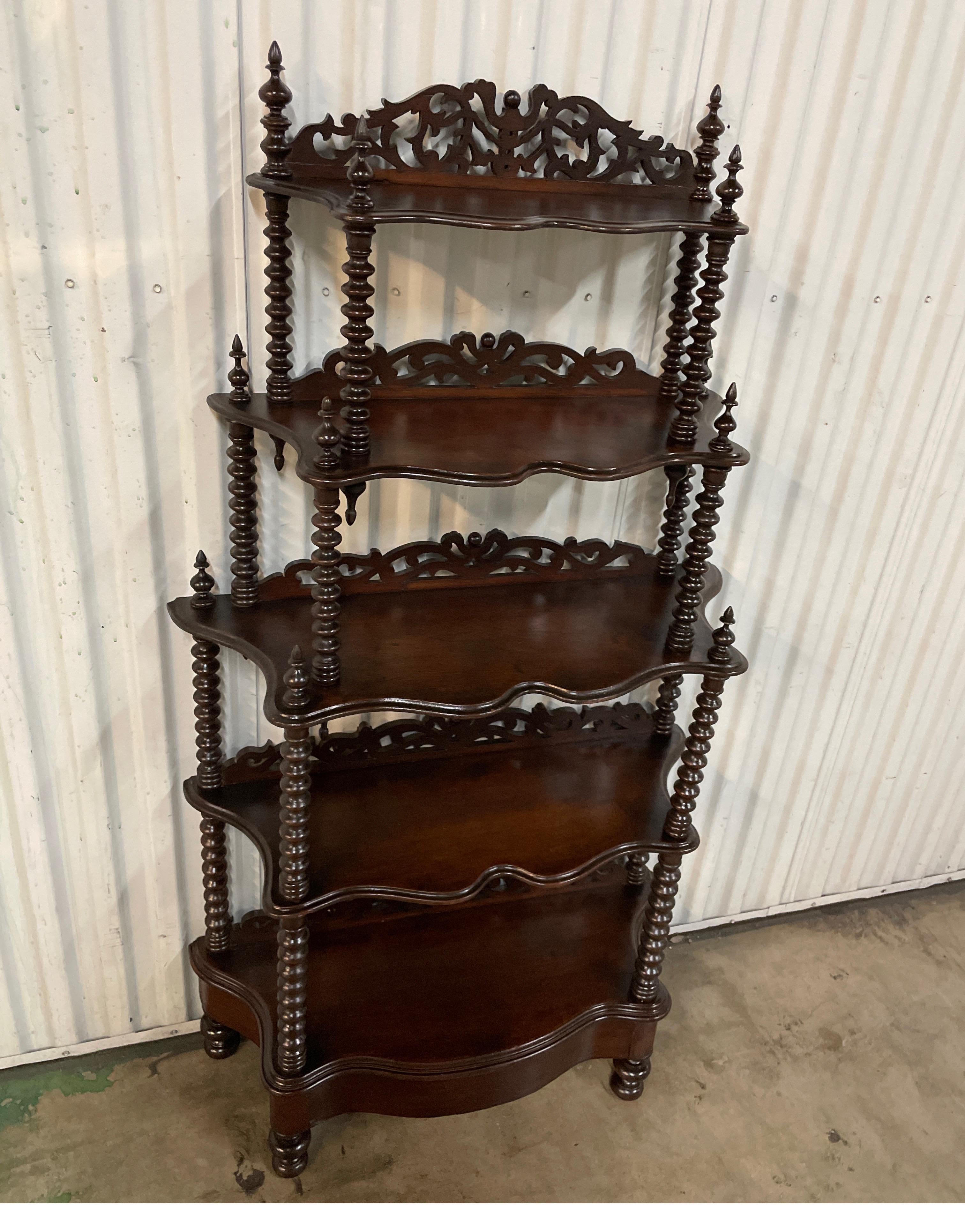 Barley Twist Five Tier Graduated Etagere In Good Condition For Sale In West Palm Beach, FL