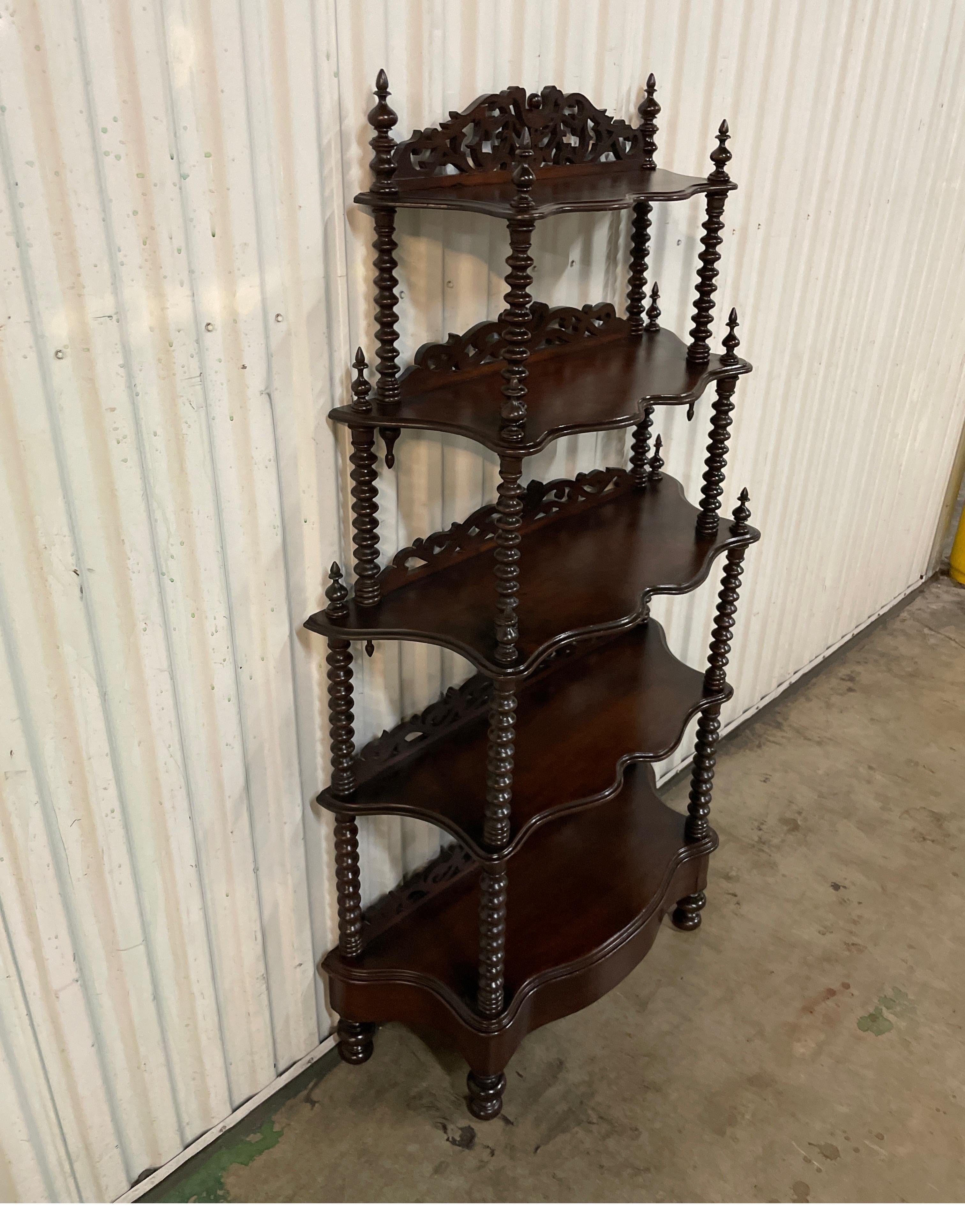 19th Century Barley Twist Five Tier Graduated Etagere For Sale