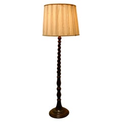 Antique Barley Twist Floor Standing Standard Oak Lamp