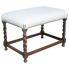 Barley Twist Oak Stool with Stretchers