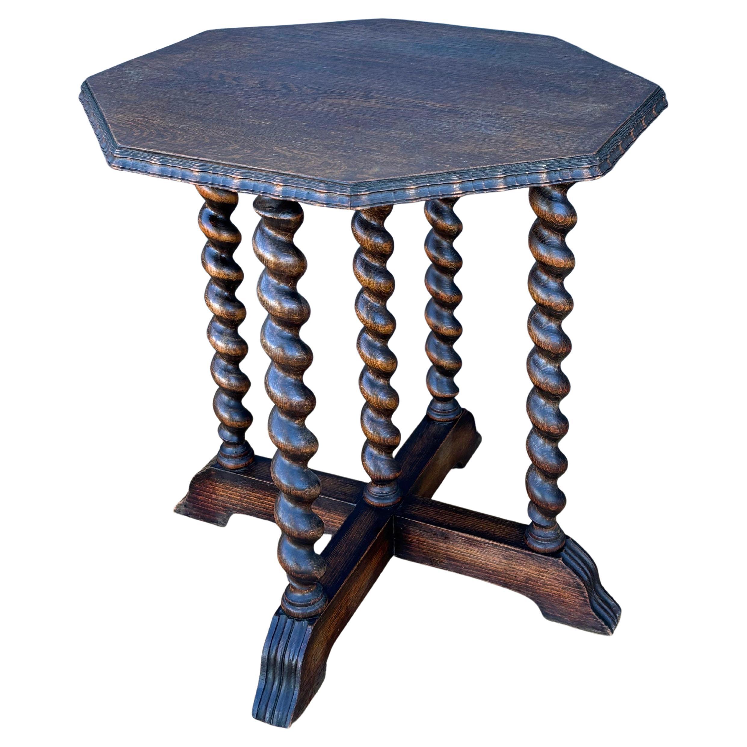 Barley Twist Octagonal Side Table, Early 20th Century For Sale
