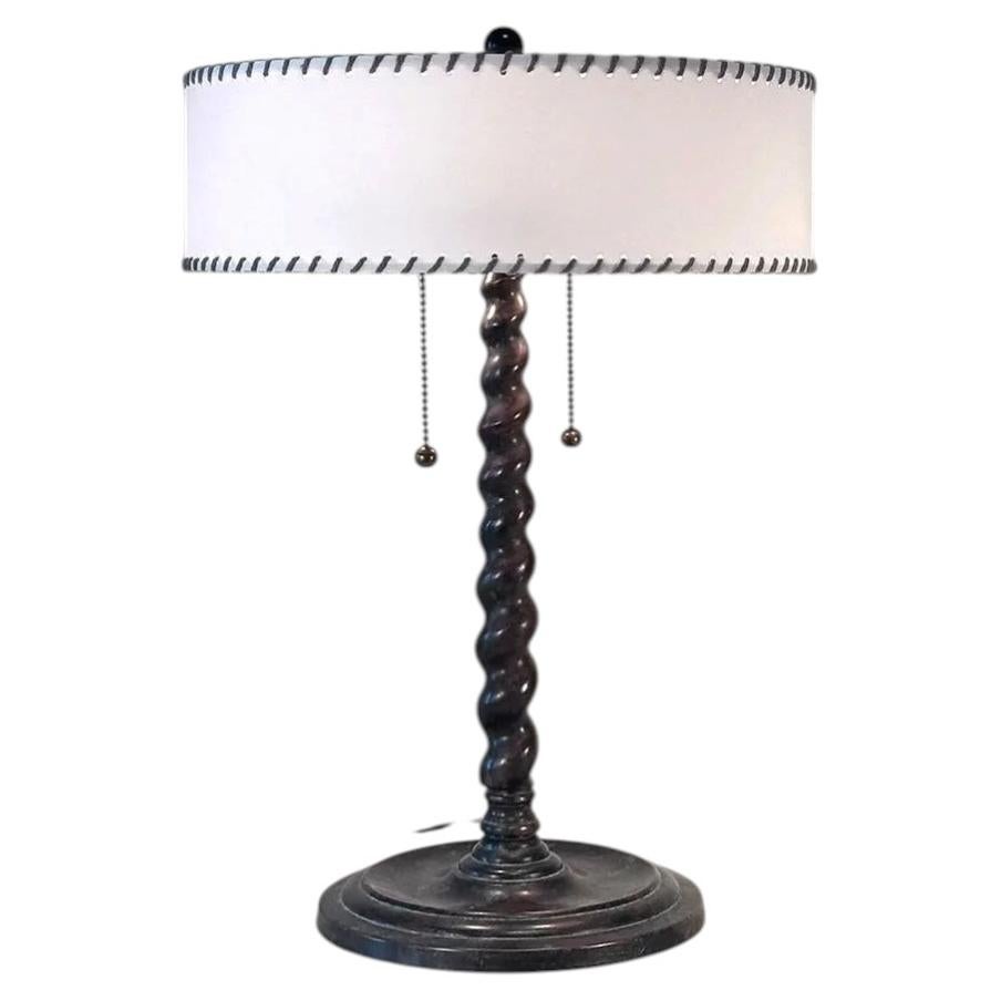 Barley Twist Table Lamp, Cast Bronze, Aesthetic Movement, 1940s USA