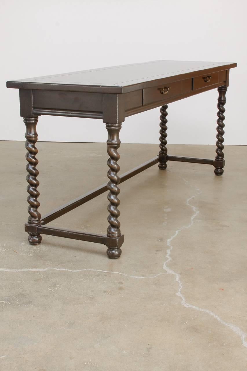 Barley Twist Two-Drawer Console Table or Desk 3