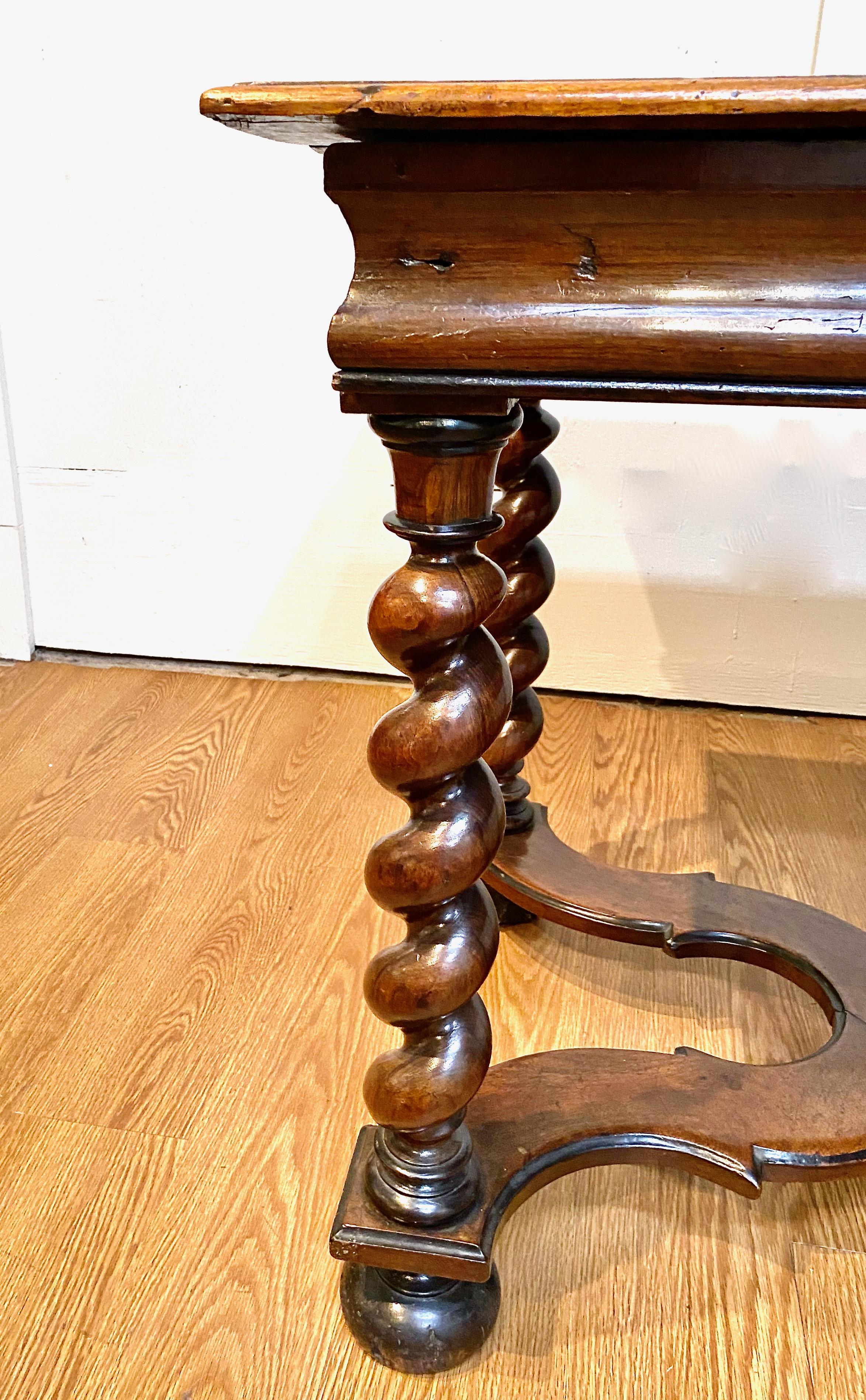 Barley Twist Walnut Side Table, Late 17th Century 4