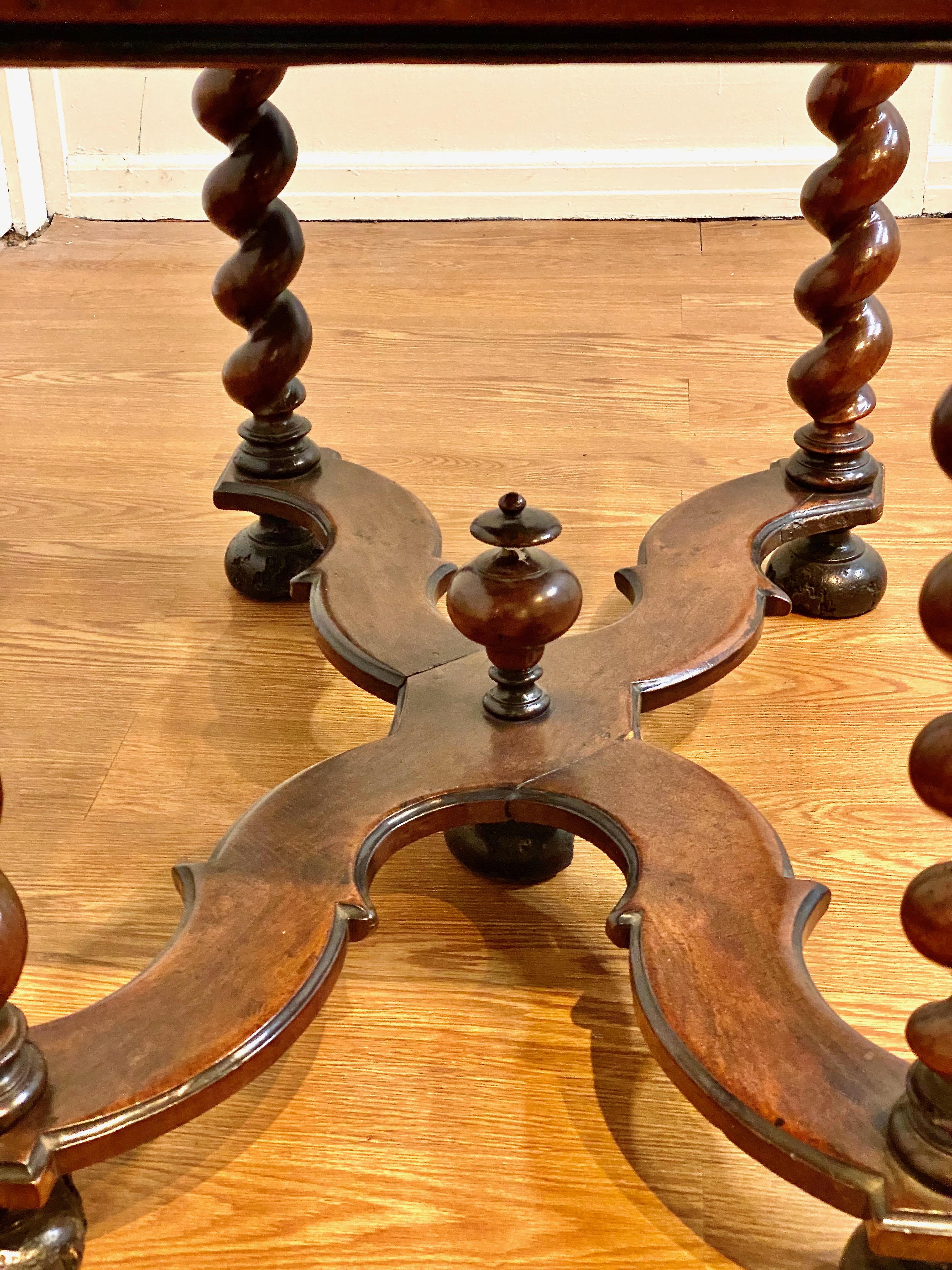 Barley Twist Walnut Side Table, Late 17th Century For Sale 5