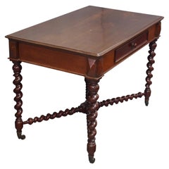 Barley Twist Walnut Side Table Or Writing Desk, Scotland, 19th Century