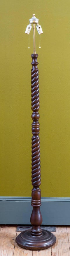 Barley Twist Wooden Floor Lamp