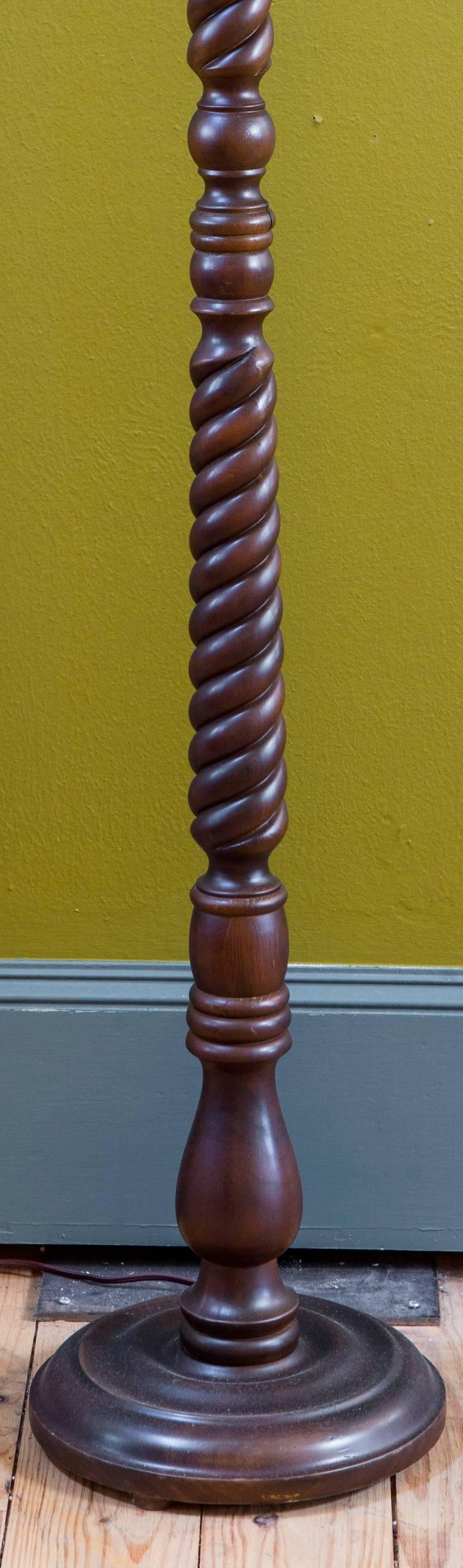 Barley Twist Wooden Floor Lamp In Good Condition In Houston, TX