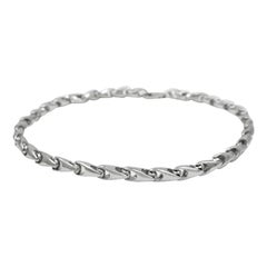 Barleycorn Chain Necklace and Bracelet in 14 Karat White Gold